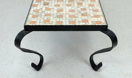 Image 1 of 1960s side table mid century mosaic wrought iron 