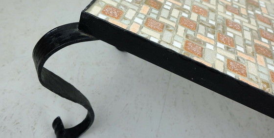 Image 1 of 1960s side table mid century mosaic wrought iron 