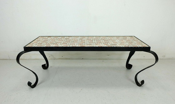 Image 1 of 1960s side table mid century mosaic wrought iron 