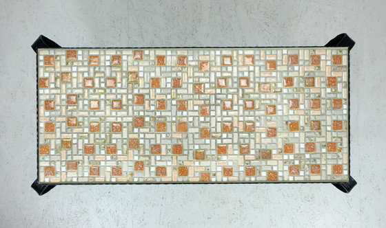 Image 1 of 1960s side table mid century mosaic wrought iron 