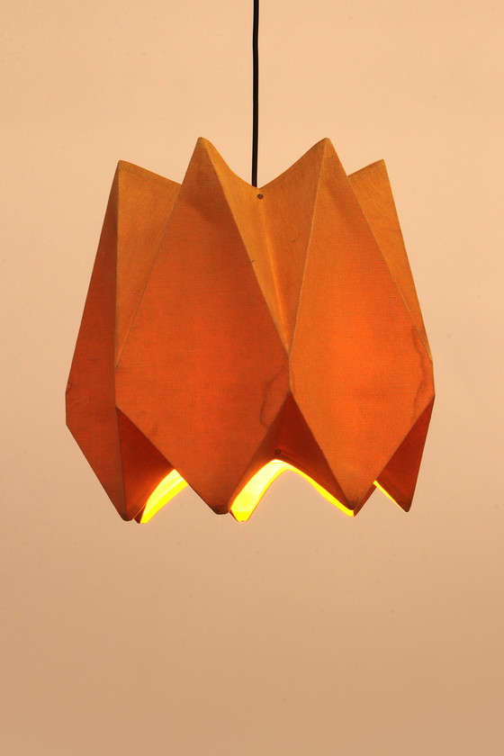 Image 1 of Orange Vintage fabric hanging lamp 1960s