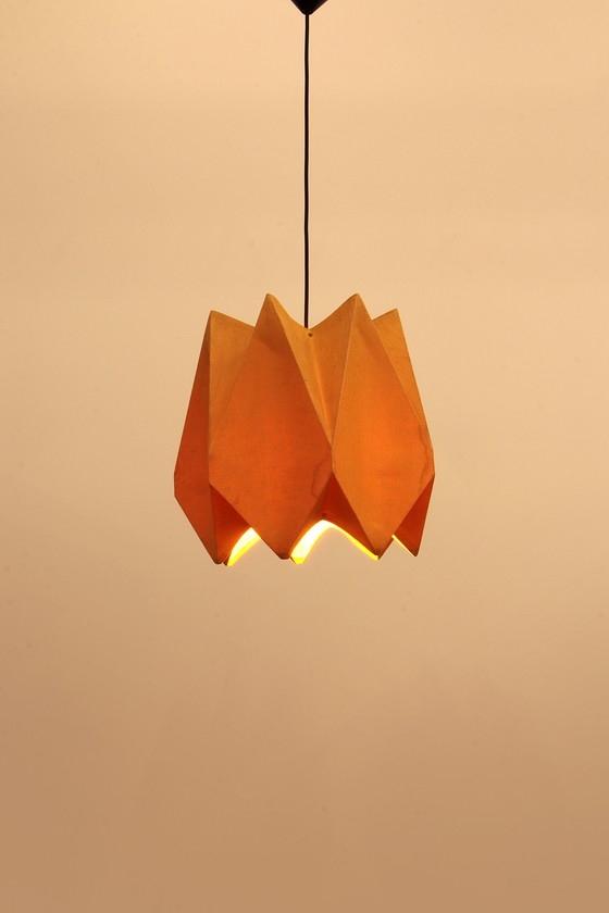 Image 1 of Orange Vintage fabric hanging lamp 1960s