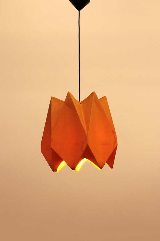 Image 1 of Orange Vintage fabric hanging lamp 1960s