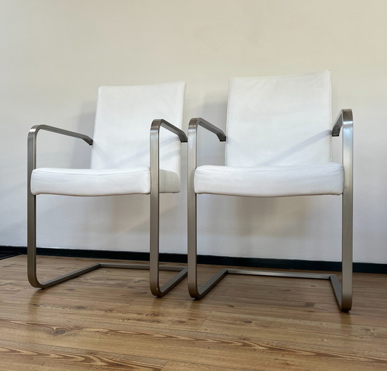 Image 1 of 2x White leather design chairs