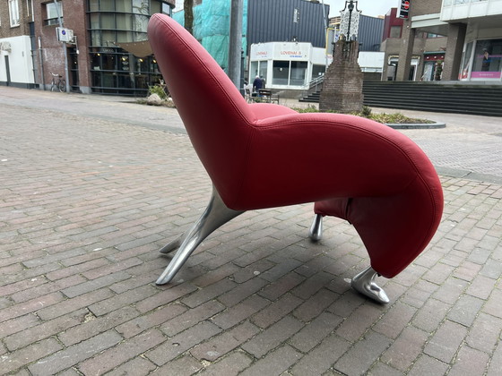 Image 1 of Leolux Papageno Armchair red leather Chair