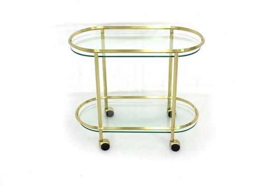 Image 1 of United workshops Hollywood Regency golden serving trolley / bar trolley