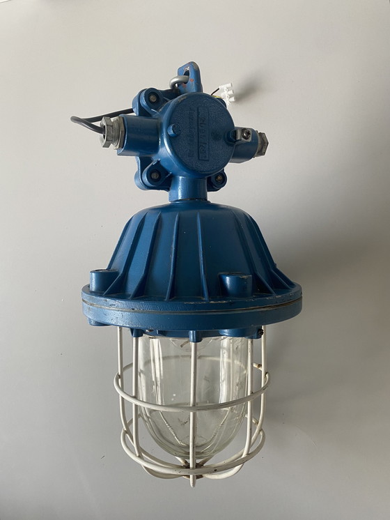 Image 1 of Vintage Polam Wilkasy Factory Lamp
