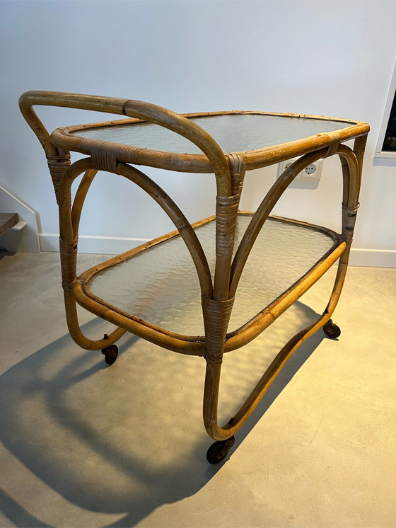 Image 1 of Rattan serving trolley