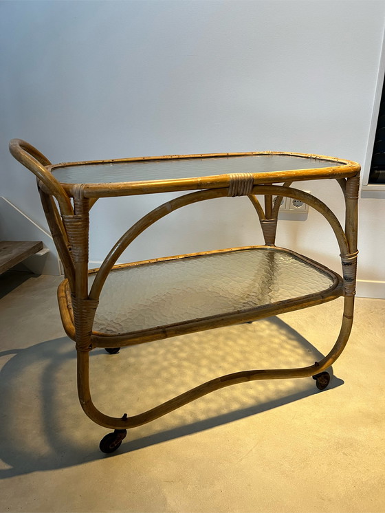 Image 1 of Rattan serving trolley