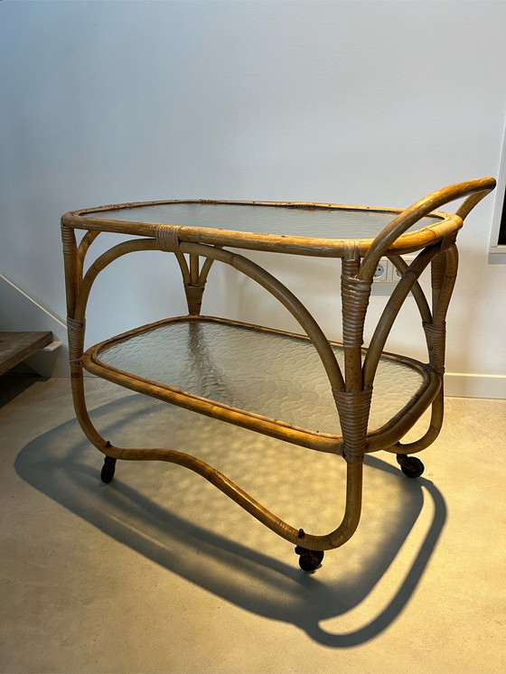 Image 1 of Rattan serving trolley