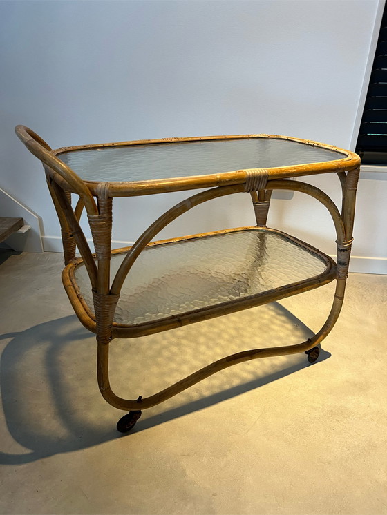 Image 1 of Rattan serving trolley