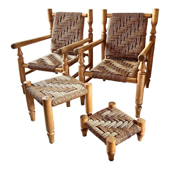 Image 1 of 2 chaises vintage et 2 tabourets
