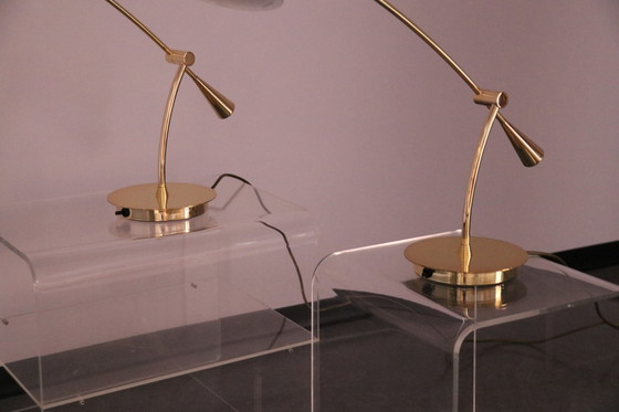 Image 1 of 2x desk or table lamps in brass by Massive - Belgium - 1980's