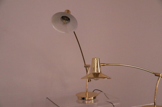 Image 1 of 2x desk or table lamps in brass by Massive - Belgium - 1980's