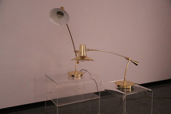 Image 1 of 2x desk or table lamps in brass by Massive - Belgium - 1980's