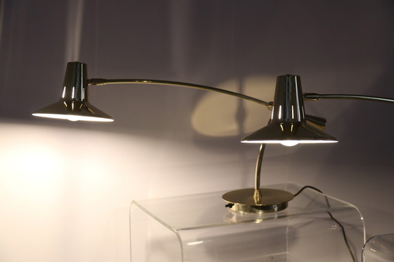 Image 1 of 2x desk or table lamps in brass by Massive - Belgium - 1980's