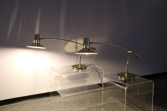 Image 1 of 2x desk or table lamps in brass by Massive - Belgium - 1980's