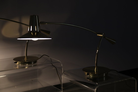 Image 1 of 2x desk or table lamps in brass by Massive - Belgium - 1980's