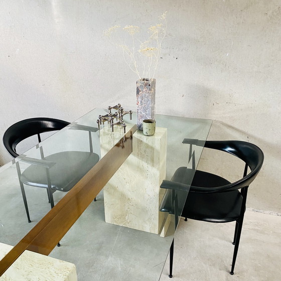 Image 1 of Top Artedi Travertin Dining Table With Glass