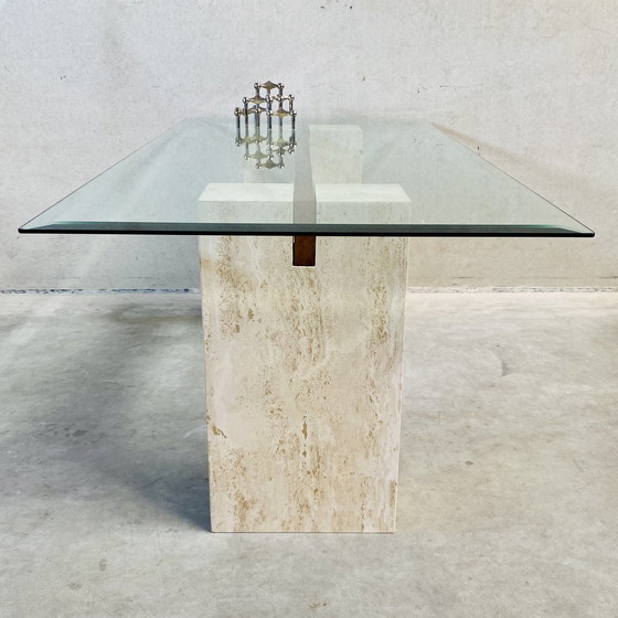 Image 1 of Top Artedi Travertin Dining Table With Glass