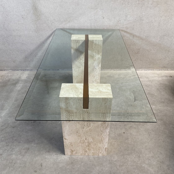 Image 1 of Top Artedi Travertin Dining Table With Glass