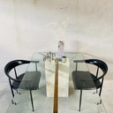 Tavolo da pranzo in travertino con vetro di Artedi
