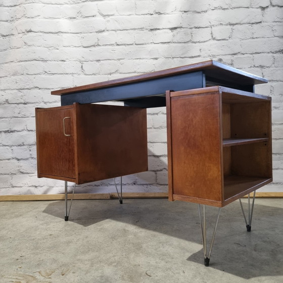 Image 1 of Small Teak Hairpin Writing Desk by Tijsseling from Tijsseling Nijkerk, 1950s