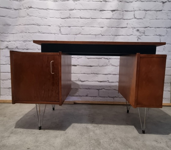 Image 1 of Small Teak Hairpin Writing Desk by Tijsseling from Tijsseling Nijkerk, 1950s