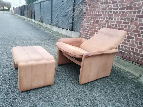 Image 1 of De Sede Armchair and Ottoman DS-50 in Buffalo Leather