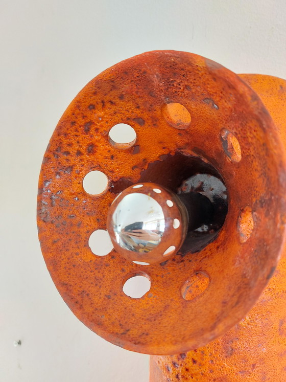 Image 1 of Vintage Ceramic Brutalist Orange Wall Light Lamp