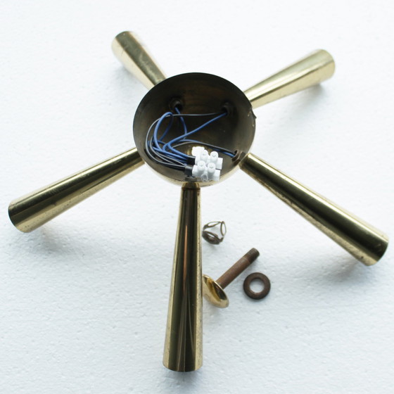 Image 1 of Italian Brass Star Burst Flush Mount