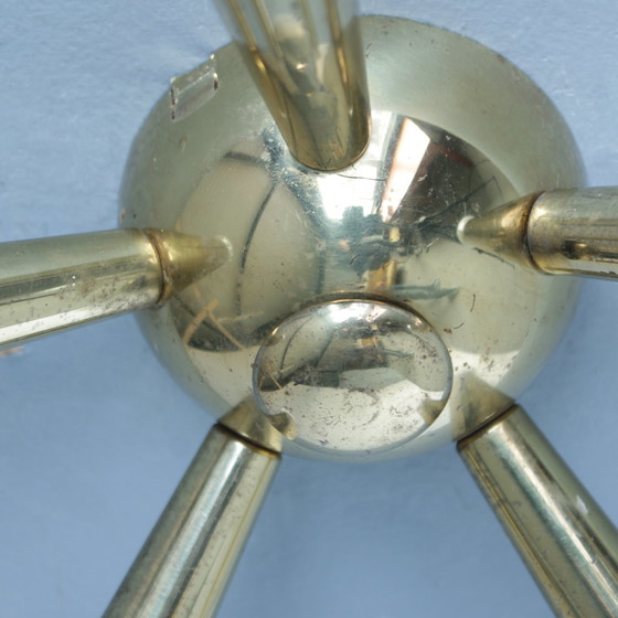 Image 1 of Italian Brass Star Burst Flush Mount