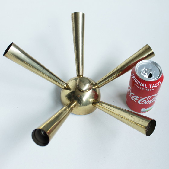 Image 1 of Italian Brass Star Burst Flush Mount