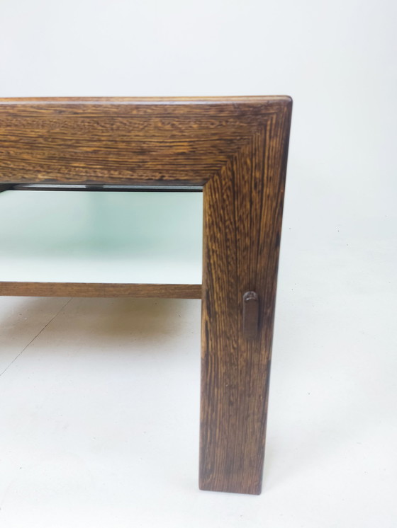 Image 1 of Table basse vintage en verre fumé wengé