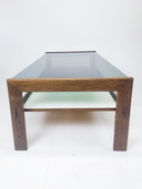 Table basse vintage en verre fumé wengé