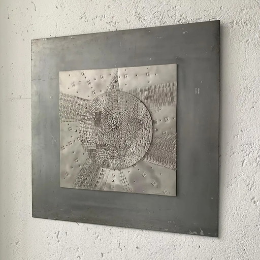 Lino Tiné abstract steel sculpture – wanddecoratie, polished steel, Metal (photo 2 of 6)