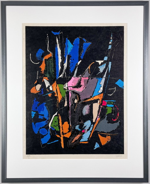 André Lanskoy – Abstract composition, lithograph on Arches paper ca. 1965 – framed, museumglass – schilderijen tekeningen