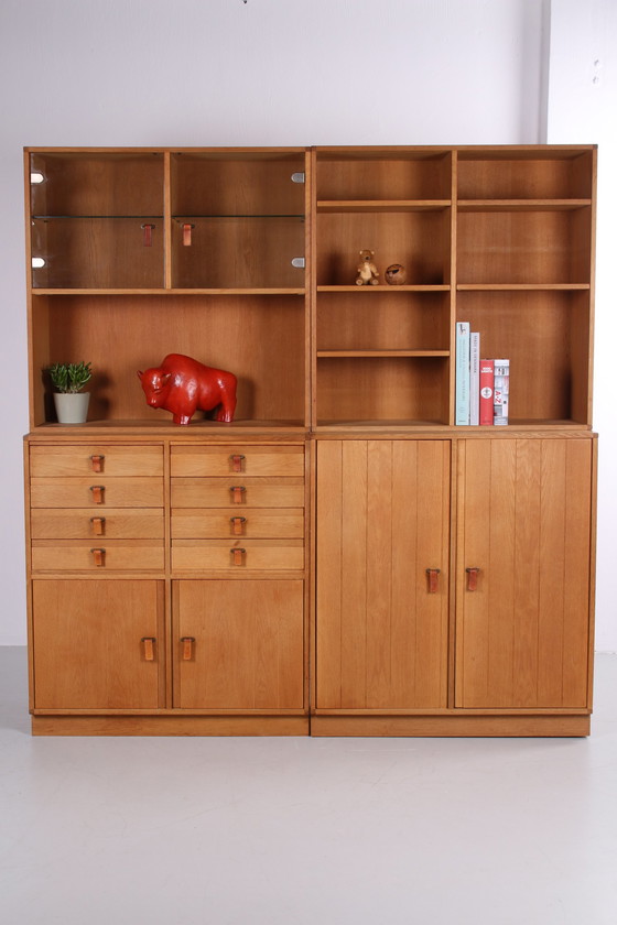 Image 1 of Solid Oak 5 division wall unit by Kurt Ostervig Denmark 1960