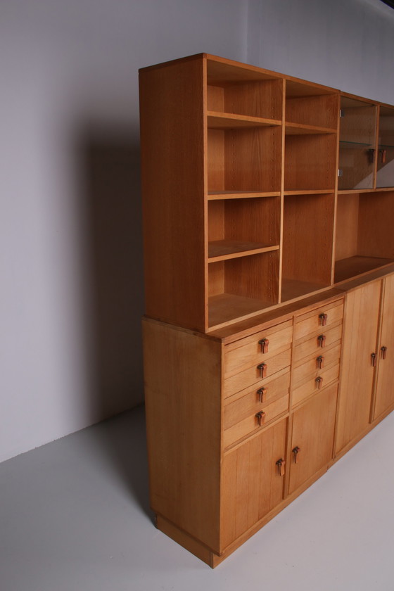 Image 1 of Solid Oak 5 division wall unit by Kurt Ostervig Denmark 1960