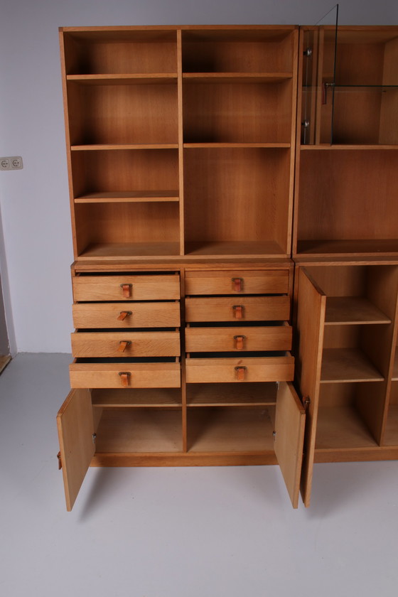 Image 1 of Solid Oak 5 division wall unit by Kurt Ostervig Denmark 1960