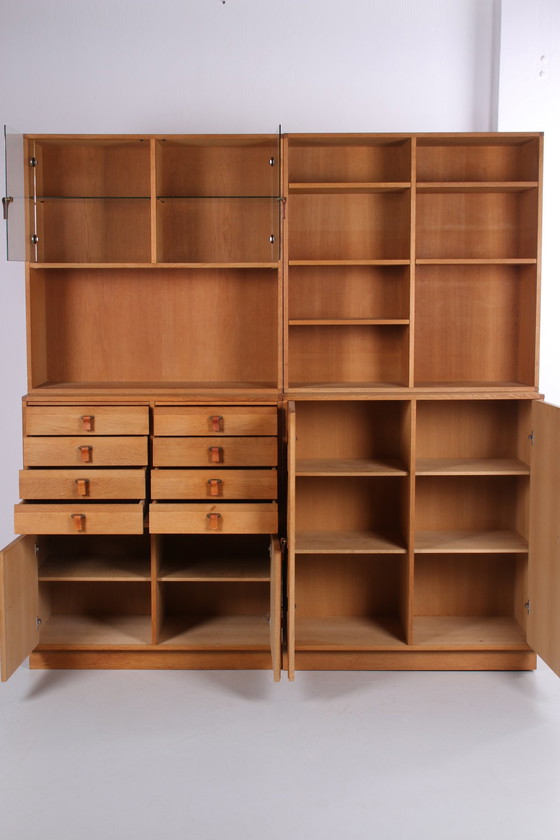 Image 1 of Solid Oak 5 division wall unit by Kurt Ostervig Denmark 1960