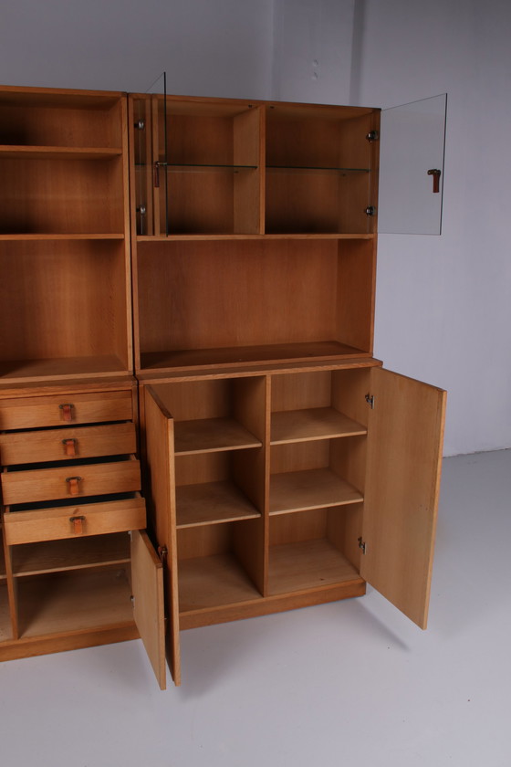 Image 1 of Solid Oak 5 division wall unit by Kurt Ostervig Denmark 1960