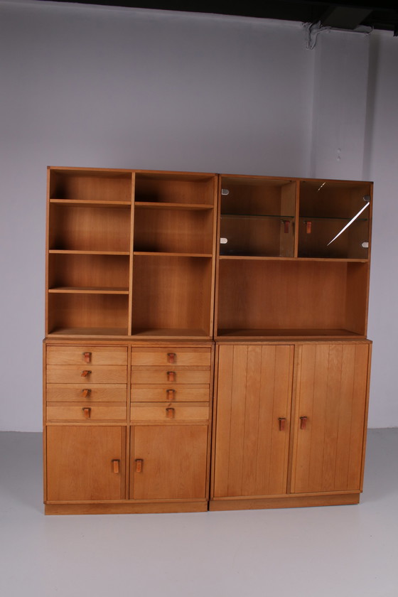 Image 1 of Solid Oak 5 division wall unit by Kurt Ostervig Denmark 1960