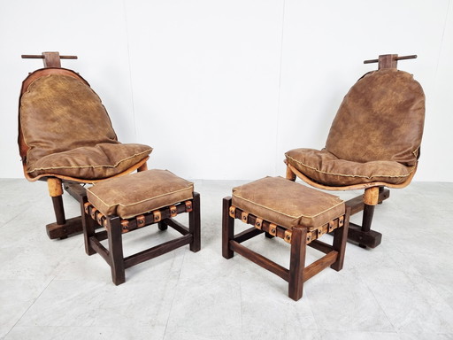 2x Chaises longues brésiliennes vintage, set