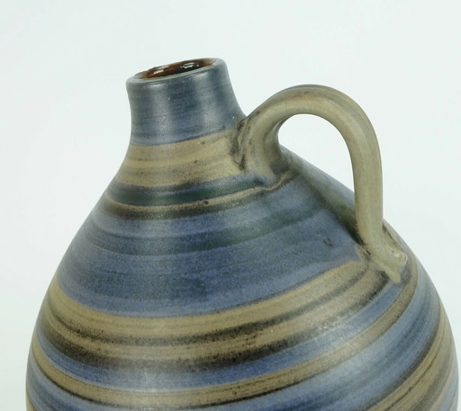 1950s vase jug with stripe pattern in blue brown black model 252/30