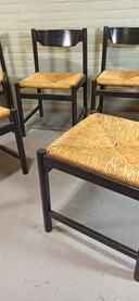 6x vintage hout en riet eetkamerstoelen