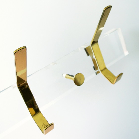 Image 1 of Porte-manteau vintage en laiton + 4 cintres