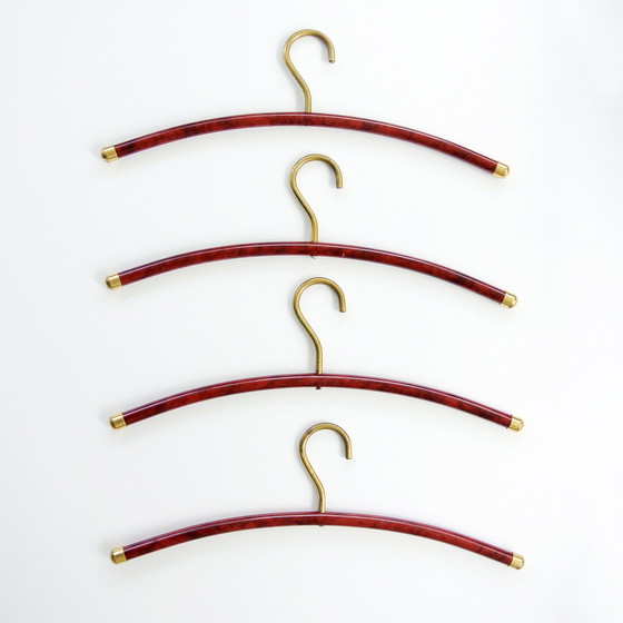 Image 1 of Porte-manteau vintage en laiton + 4 cintres