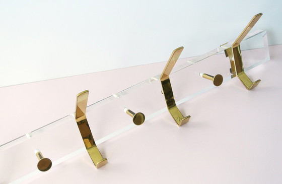 Image 1 of Porte-manteau vintage en laiton + 4 cintres