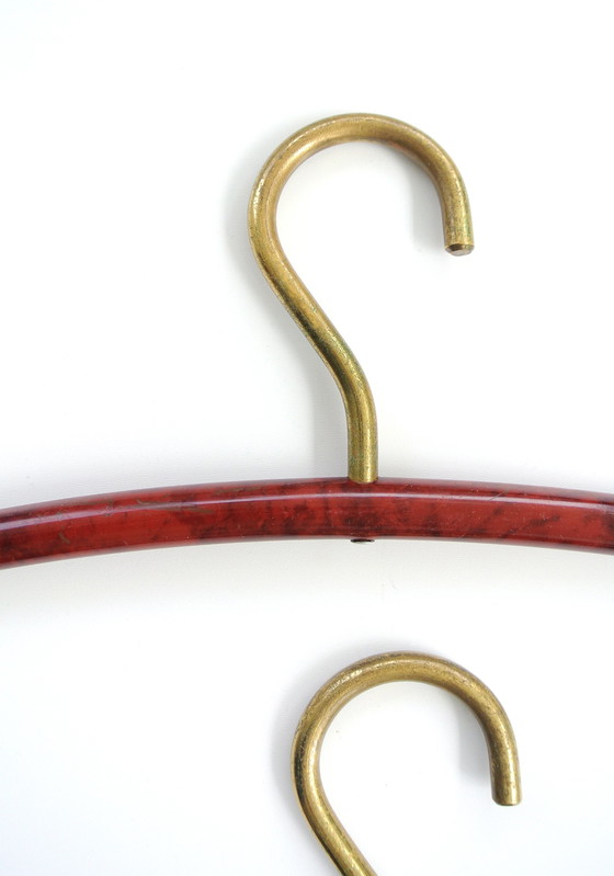 Image 1 of Porte-manteau vintage en laiton + 4 cintres